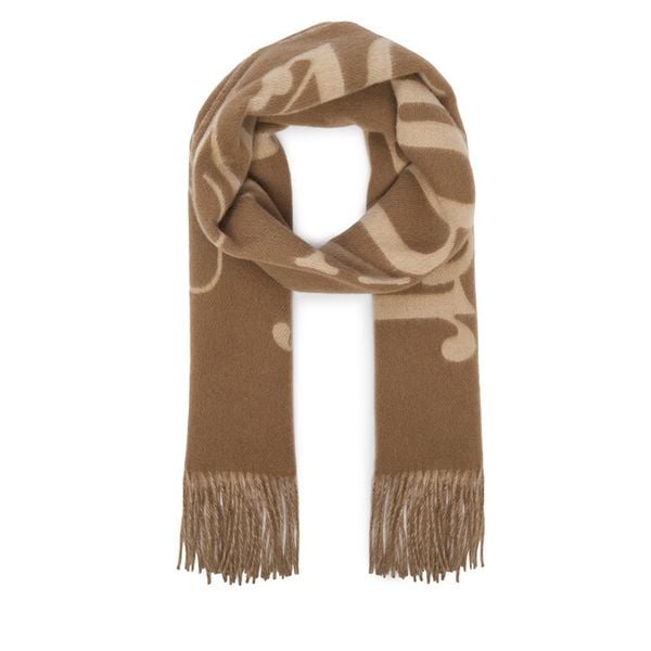 Szalik Tommy Hilfiger. Brązowe szaliki TOMMY HILFIGER, bez wzorów. Za 369.99 zł.