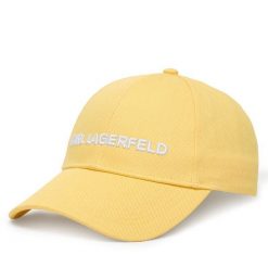 Czapka z daszkiem KARL LAGERFELD. Brązowe czapki KARL LAGERFELD, bez wzorów. Za 299.99 zł.