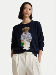 Polo Ralph Lauren Sweter 211959288001 Granatowy Relaxed Fit. Niebieskie swetry Polo Ralph Lauren, xl, bez wzorów, z bawełny, bez ramiączek. Za 1,729.00 zł.