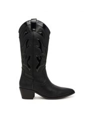 Aldo Kowbojki Nebraska 14448230 Czarny. Czarne kozaki Aldo, ze skóry, bez obcasa, na słupku, bez zapięcia. Za 769.99 zł.