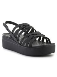 Crocs Sandały "Brooklyn Strappy" w kolorze czarnym rozmiar: 42/43. Czarne sandały Crocs, bez wzorów, z otwartym noskiem, bez obcasa, na koturnie, bez zapięcia. Za 123.25 zł.
