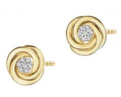 Kolczyki z żółtego złota z diamentami - 0,08 ct - próba 585. Żółte kolczyki Apart, z diamentem, złote. Za 3,359.00 zł.