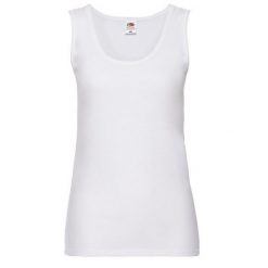 Kamizelka Damska Valueweight Top. Białe koszulki sportowe FRUIT OF THE LOOM, bez wzorów, bez ramiączek. Za 42.99 zł.