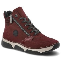 Czerwone Botki Rieker Ocieplane Buty Damskie. Czerwone botki Rieker, bez wzorów, bez obcasa, bez zapięcia. Za 389.00 zł.