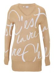 Sweter w napisy. Czarne swetry bonprix, bez wzorów, bez ramiączek. Za 109.99 zł.