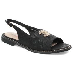Czarne Sandały S.Barski Eleganckie Obuwie Damskie. Czarne sandały S.BARSKI, bez wzorów, ze skóry ekologicznej, eleganckie, bez obcasa, bez zapięcia. Za 109.00 zł.