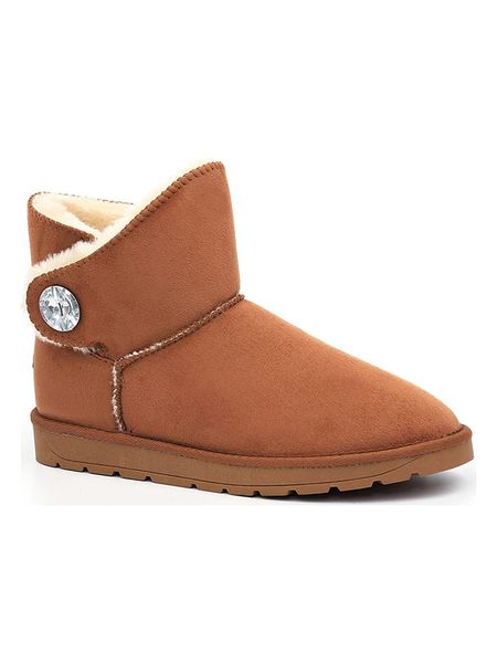 ISLAND BOOT Botki zimowe "Dona" w kolorze jasnobrązowym rozmiar: 41. Brązowe botki Island Boot, na zimę, bez wzorów, z materiału, bez obcasa, bez zapięcia. Za 130.99 zł.