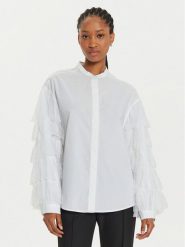 TWINSET Koszula 241TP2140 Biały Loose Fit. Białe koszule Twinset, bez wzorów, z bawełny, bez kołnierzyka, bez ramiączek. Za 399.99 zł.