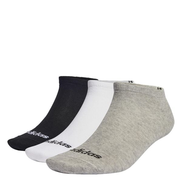 Cienkie skarpetki przed kostkę Linear – 3 pary. Czarne skarpety Adidas, bez wzorów, z bawełny. Za 34.95 zł.