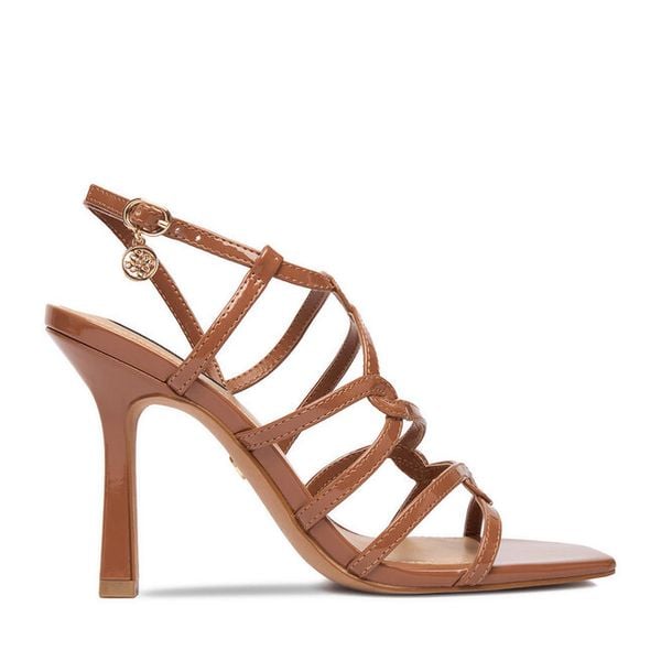 Sandały Nine West. Brązowe sandały Nine West, bez wzorów, bez obcasa, na szpilce, bez zapięcia. Za 279.99 zł.