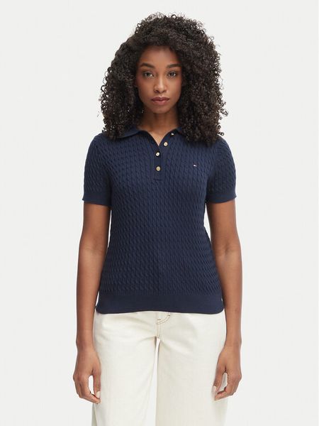Tommy Hilfiger Polo WW0WW41474 Granatowy Regular Fit. Niebieskie koszulki polo TOMMY HILFIGER, s, bez wzorów, z bawełny, bez kołnierzyka, bez ramiączek. Za 345.99 zł.
