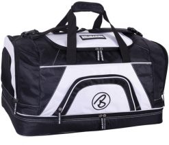 BRUBAKER torba sportowa 52 L - z przegrodą na mokre rzeczy i buty - czarno-biała. Białe torby na ramię X2, bez wzorów, z materiału, eleganckie, na ramię, duże, bez dodatków. Za 188.99 zł.
