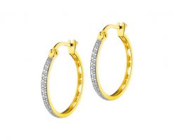 Kolczyki z żółtego złota z diamentami - koła - 0,10 ct - próba 585. Żółte kolczyki Apart, z diamentem, złote. Za 3,890.00 zł.