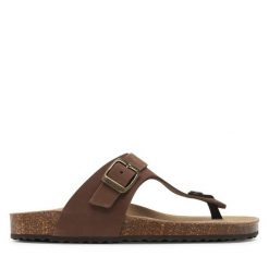 Japonki Geox. Brązowe klapki Geox, bez wzorów, bez obcasa. Za 259.99 zł.
