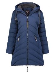 Geographical Norway Płaszcz pikowany "Clarisal" w kolorze granatowym rozmiar: M. Niebieskie płaszcze Geographical Norway, m, z aplikacjami, bez kaptura. Za 264.15 zł.