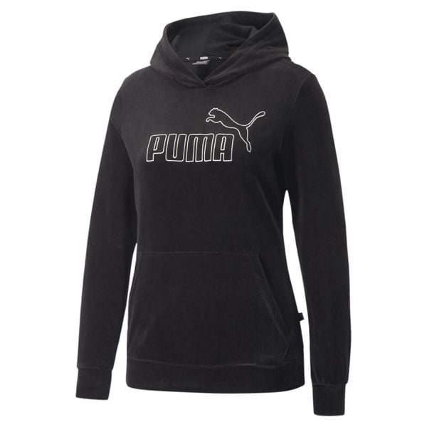 Bluza dresowa damska Puma ESS+ VELOUR. Czarne bluzy Puma, na zimę, m, bez wzorów, z dresówki, bez kaptura. Za 147.61 zł.