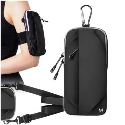 Opaska na ramię na telefon do biegania armband saszetka etui pokrowiec. Czarne torby na ramię WOZINSKY, bez wzorów, sportowe, na ramię, bez dodatków. Za 29.99 zł.