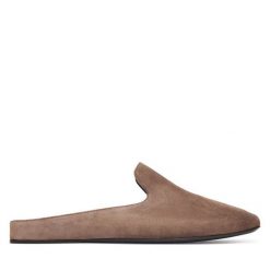 Klapki Max Mara. Brązowe klapki Max Mara, bez wzorów, bez obcasa. Za 2,109.00 zł.