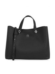 Tommy Hilfiger Torebka Th Emblem Satchel AW0AW15177 Czarny. Czarne shopper TOMMY HILFIGER, bez wzorów, ze skóry, bez dodatków. Za 899.99 zł.