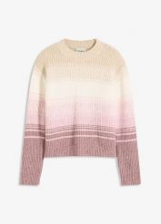Sweter. Brązowe swetry bonprix, bez wzorów, bez ramiączek. Za 107.99 zł.