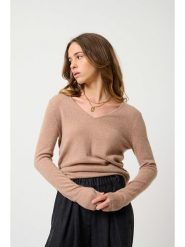 AUTHENTIC CASHMERE Kaszmirowy sweter "Galise" w kolorze jasnobrązowym rozmiar: XL. Brązowe swetry AUTHENTIC CASHMERE, xl, bez wzorów, z kaszmiru, bez ramiączek. Za 301.64 zł.