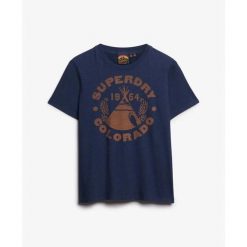 Koszulka jednolita casual damska Superdry Lo-Fi Outdoor. Niebieskie bluzki Superdry, bez wzorów, casualowe, bez kołnierzyka, bez ramiączek. Za 147.75 zł.