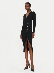 PINKO Sukienka dzianinowa Viscosa Mix 104033 A239 Czarny Slim Fit. Czarne sukienki Pinko, l, bez wzorów, z dzianiny, bez kołnierzyka, bez ramiączek. Za 629.99 zł.