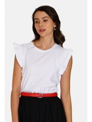 ASSUILI Koszulka w kolorze białym rozmiar: 36. Białe bluzki Assuili, bez wzorów, klasyczne, bez kołnierzyka, bez ramiączek. Za 56.93 zł.