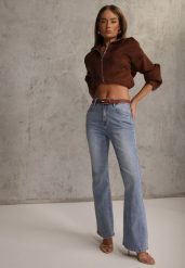 Niebieskie Jeansy Dzwony Bootcut High Waist z Bawełną Urilyss. Niebieskie jeansy Renee, l, bez wzorów, z podwyższonym stanem. Za 109.99 zł.