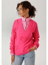 Aniston Sweter w kolorze różowym rozmiar: 36. Różowe swetry Aniston, bez wzorów, bez ramiączek. Za 61.02 zł.