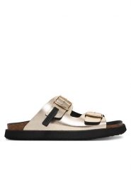 D.Franklin Klapki DFSH407009 Złoty. Żółte klapki D.Franklin, bez wzorów, ze skóry, bez obcasa. Za 399.99 zł.