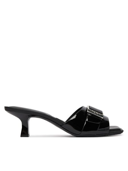 DKNY Klapki K1609114 Czarny. Czarne klapki DKNY, bez wzorów, ze skóry, bez obcasa. Za 415.99 zł.