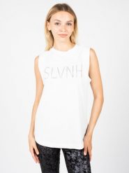 Silvian Heach T-Shirt | PGP22127TS | Kobieta | Biały. Białe t-shirty Silvian Heach, s, bez wzorów, z bawełny, bez kołnierzyka, bez ramiączek. W wyprzedaży za 119.00 zł.