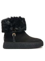 Guess Botki Uncie FLFUNC ESU10 Czarny. Czarne botki Guess, z aplikacjami, z materiału, bez obcasa, na płaskiej podeszwie, bez zapięcia. Za 839.99 zł.