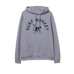 Bluza bawełny organicznej –zakrzywione logo –zkapturem / dla dorosłych (liliowa). Fioletowe bluzy sportowe SURF MONKEY, m, bez wzorów, z bawełny, z kapturem. Za 345.00 zł.
