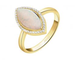 Złoty pierścionek z opalitem i cyrkoniami. Żółte pierścionki Apart, z cyrkonią, złote. Za 3,599.00 zł.