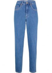 Dżinsy Mom ze stretchem, high waist. Czarne jeansy bonprix, bez wzorów, z podwyższonym stanem. Za 84.99 zł.