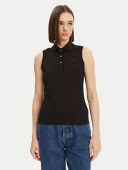 Lacoste Polo PF5445 Czarny Slim Fit. Czarne koszulki polo Lacoste, bez wzorów, z bawełny, bez kołnierzyka, bez ramiączek. Za 249.99 zł.