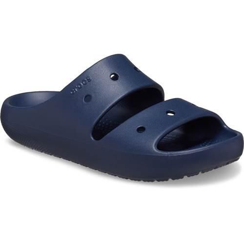 Klapki damskie Crocs Classic V2. Niebieskie klapki Crocs, bez wzorów, z materiału, bez obcasa. Za 216.00 zł.