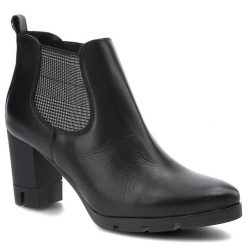 Czarne Botki Karino Damskie Eleganckie Obuwie. Czarne botki Karino, bez wzorów, ze skóry, bez obcasa, na obcasie, bez zapięcia. Za 279.00 zł.