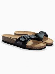 Sunbay Klapki "Jasmin" w kolorze czarnym rozmiar: 39. Czarne klapki Sunbay, bez wzorów, z otwartym noskiem, bez obcasa. Za 127.95 zł.
