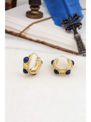 Pierres delicates Pozłacane kolczyki-kreole z lapis lazuli rozmiar: onesize. Niebieskie kolczyki Pierres delicates, z lazurytem, pozłacane. Za 60.99 zł.