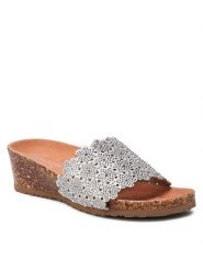 Clara Barson Klapki WS066-12 Srebrny. Szare klapki Clara Barson, bez wzorów, ze skóry, bez obcasa. Za 65.99 zł.
