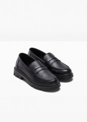 Półbuty loafer chunky. Czarne baleriny bonprix, bez wzorów, bez obcasa. Za 119.99 zł.