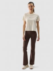 4F T-shirt regular z nadrukiem damski - beżowy XXL. Brązowe t-shirty 4f, xs, bez wzorów, z bawełny, bez kołnierzyka, bez ramiączek. W wyprzedaży za 29.99 zł.