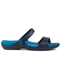 Klapki dmaskie basenowe Crocs Crocs CLEO V. Niebieskie klapki Crocs, bez wzorów, bez obcasa. W wyprzedaży za 89.00 zł.