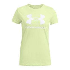 Koszulka damska Under Armour Rival Logo. Zielone koszulki sportowe Under Armour, bez wzorów, bez ramiączek. Za 69.99 zł.