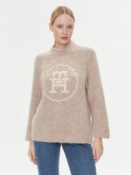 Tommy Hilfiger Sweter WW0WW40267 Beżowy Oversize. Brązowe swetry TOMMY HILFIGER, l, bez wzorów, z wełny, bez ramiączek. Za 1,039.00 zł.