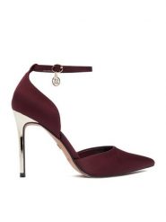 Nine West Szpilki CEO-CWBFS255 Bordowy. Czerwone szpilki Nine West, bez wzorów, z materiału, bez obcasa, na szpilce, bez zapięcia. Za 249.99 zł.