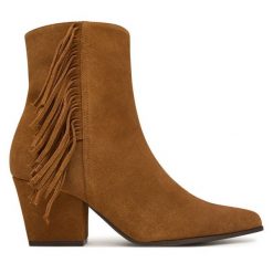 Kowbojki Aldo. Brązowe botki Aldo, bez wzorów, bez obcasa, na słupku, bez zapięcia. Za 599.99 zł.